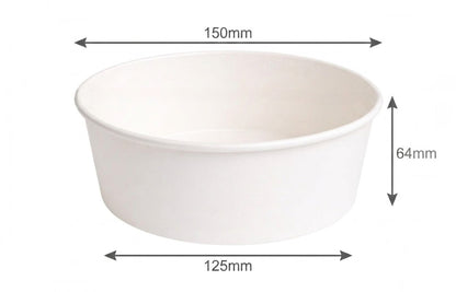 750ml Flat Kraft White paper Takeaway container Food-grade with leak-resistant Suitable for soups, noodles, and hot or cold takeaway items.
