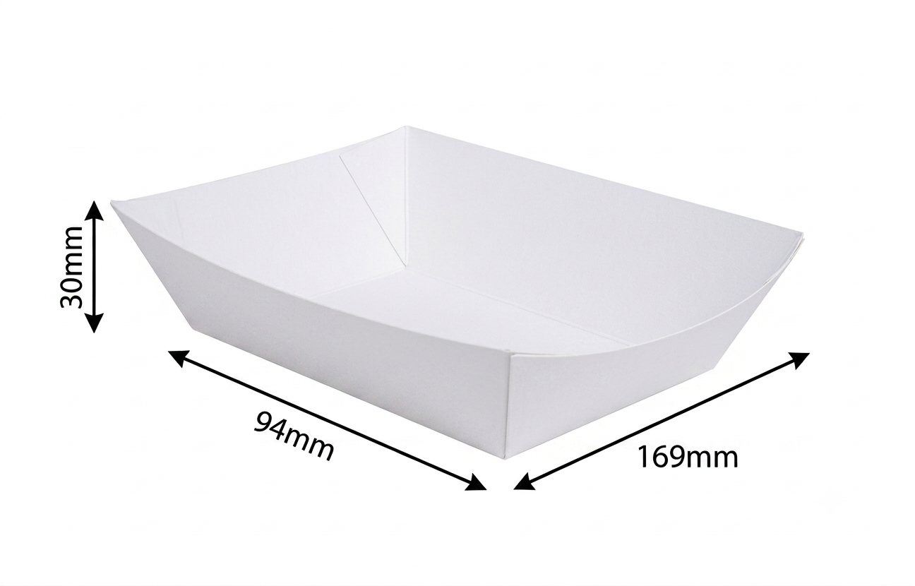 L16.9xW9.4xH3 cm Paper Boat Tray White