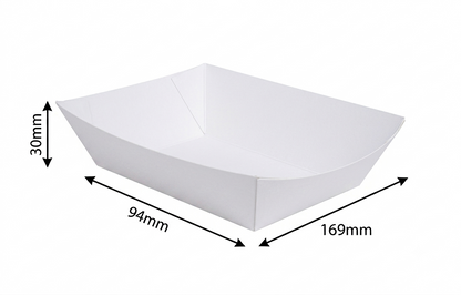 L16.9xW9.4xH3 cm Paper Boat Tray White