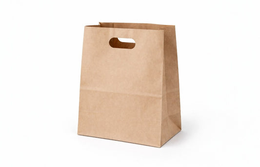 H28xW28xG15cm Brown Kraft Paper Bag With D-cut Handle