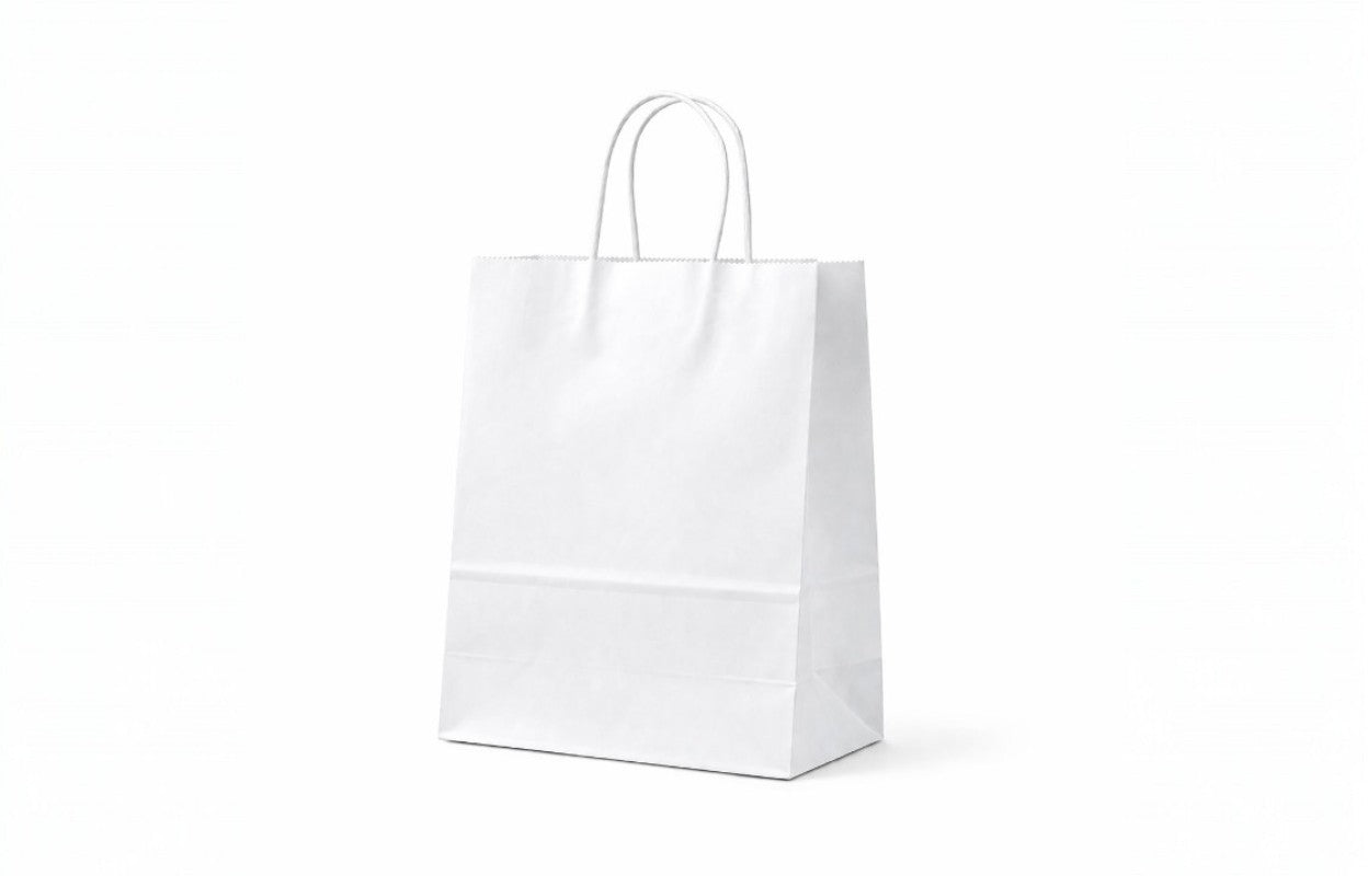 H28xW28xG15cm White Kraft Paper Bag with Twisted Handle