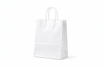 H28xW28xG15cm White Kraft Paper Bag with Twisted Handle