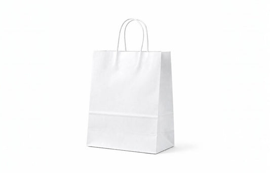 H28xW28xG15cm White Kraft Paper Bag with Twisted Handle