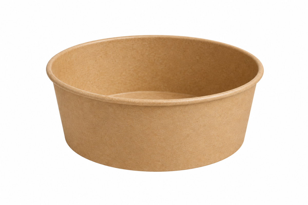 750ml Flat Kraft Brown paper Takeaway container Food-grade with leak-resistant Suitable for soups, noodles, and hot or cold takeaway items