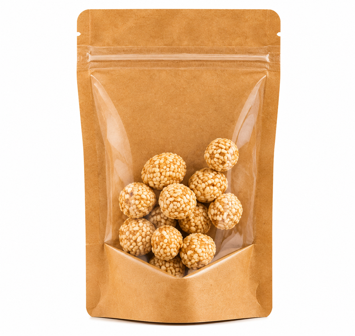 Standup Pouch with one Side window Kraft brown 750g