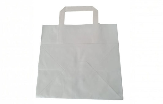 Kraft White Flat Handle Paper Bag H21.5xW24xG15cm