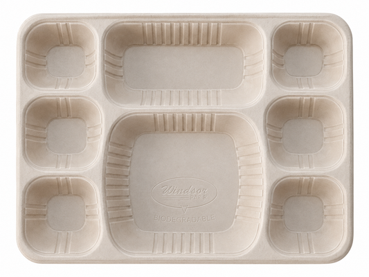 8 Compartment L30xW23cm Cornstarch Meal Tray Biodegradable (Signature)