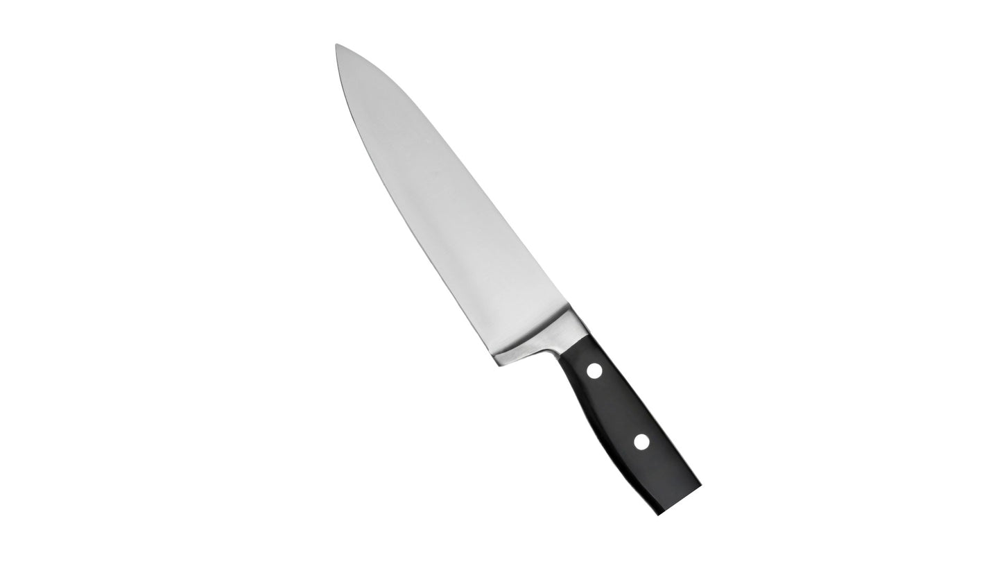 8-inch Blade Steel Handle Chef Knife in Black