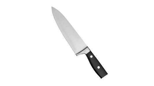 8-inch Blade Steel Handle Chef Knife in Black