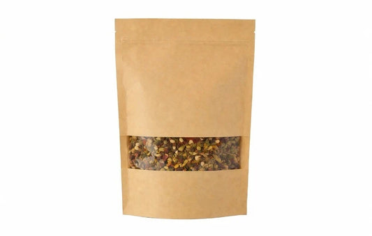 Standup Pouch with window Kraft brown 1000g