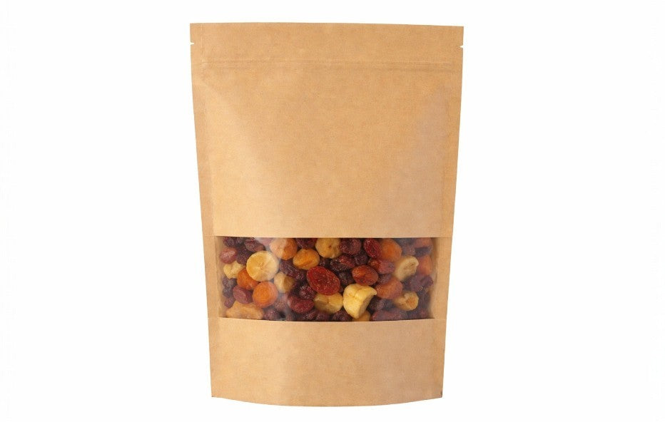 500gm Standup Zipper Pouch kraft With Window