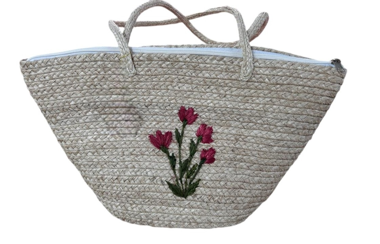 Banana Fiber White hand Bag