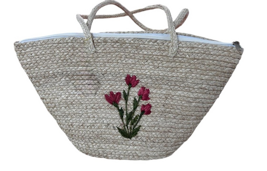 Banana Fiber White hand Bag