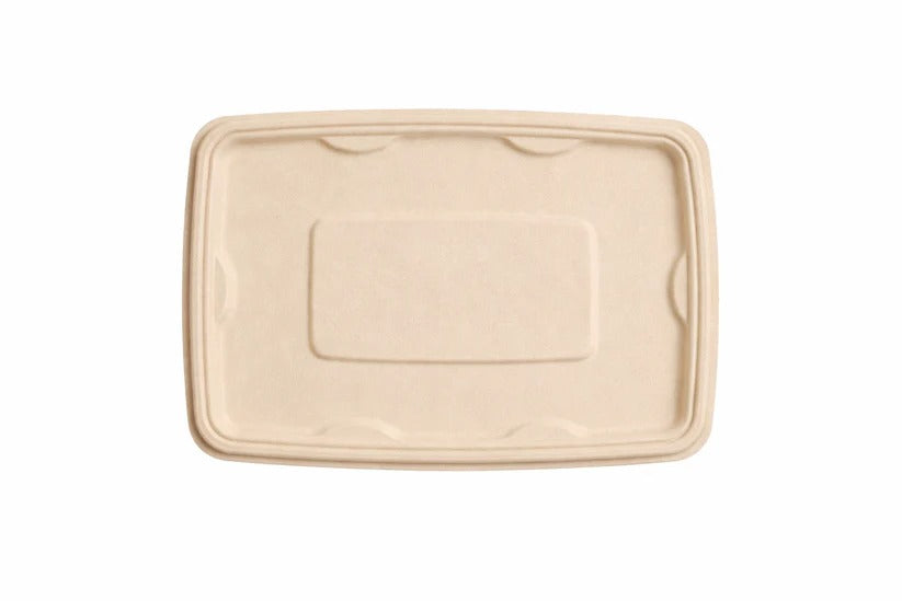 650ml Bagasse Rectangular Lid 100% Compostable