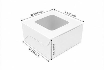 L3xW3xH1.75 inch 1 Brownie Box White virgin Kraft Paper With Window-1000/Ctn