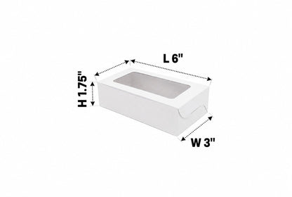 L6xW3xH1.75 inch 2 Brownie Box White Virgin Kraft Paper With Window-1000/Ctn