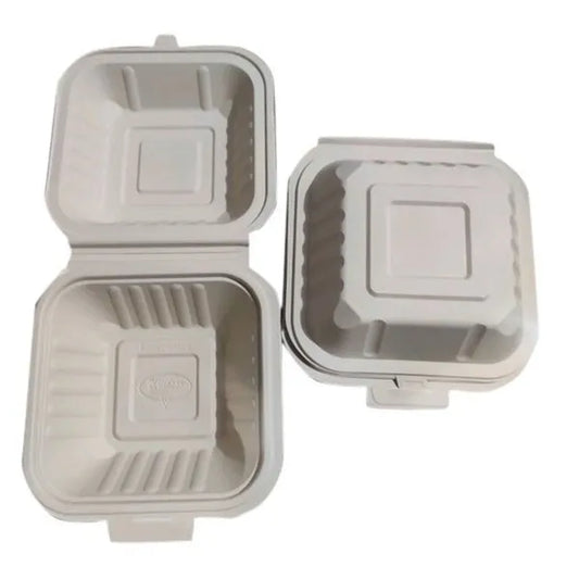 6.6inch Clamshell Cornstarch Burger Box Biodegradable
