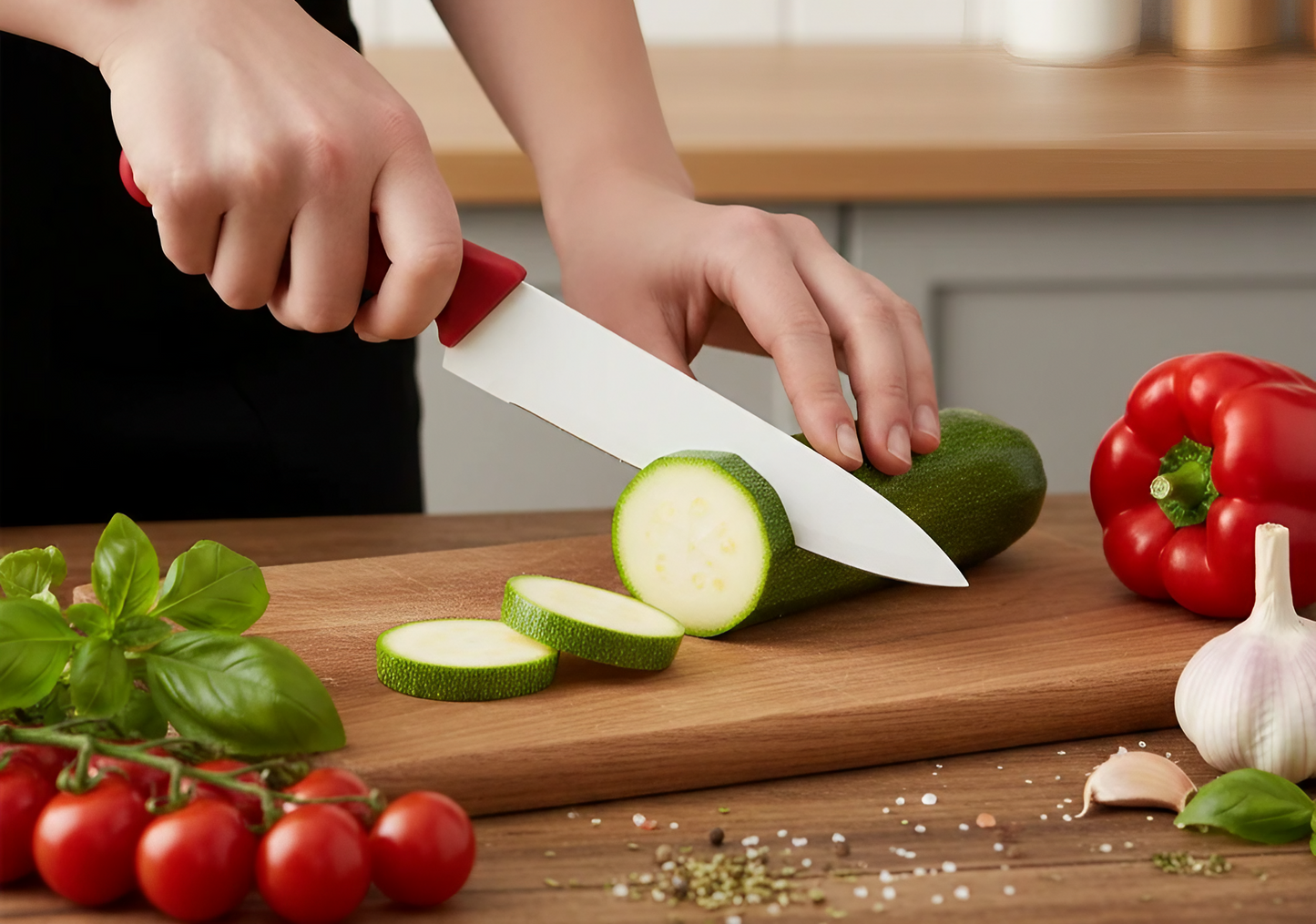 8 Inch Chef Knife – Stainless Steel Professional Kitchen Knife for Hotels & Restaurants (Red Handle)